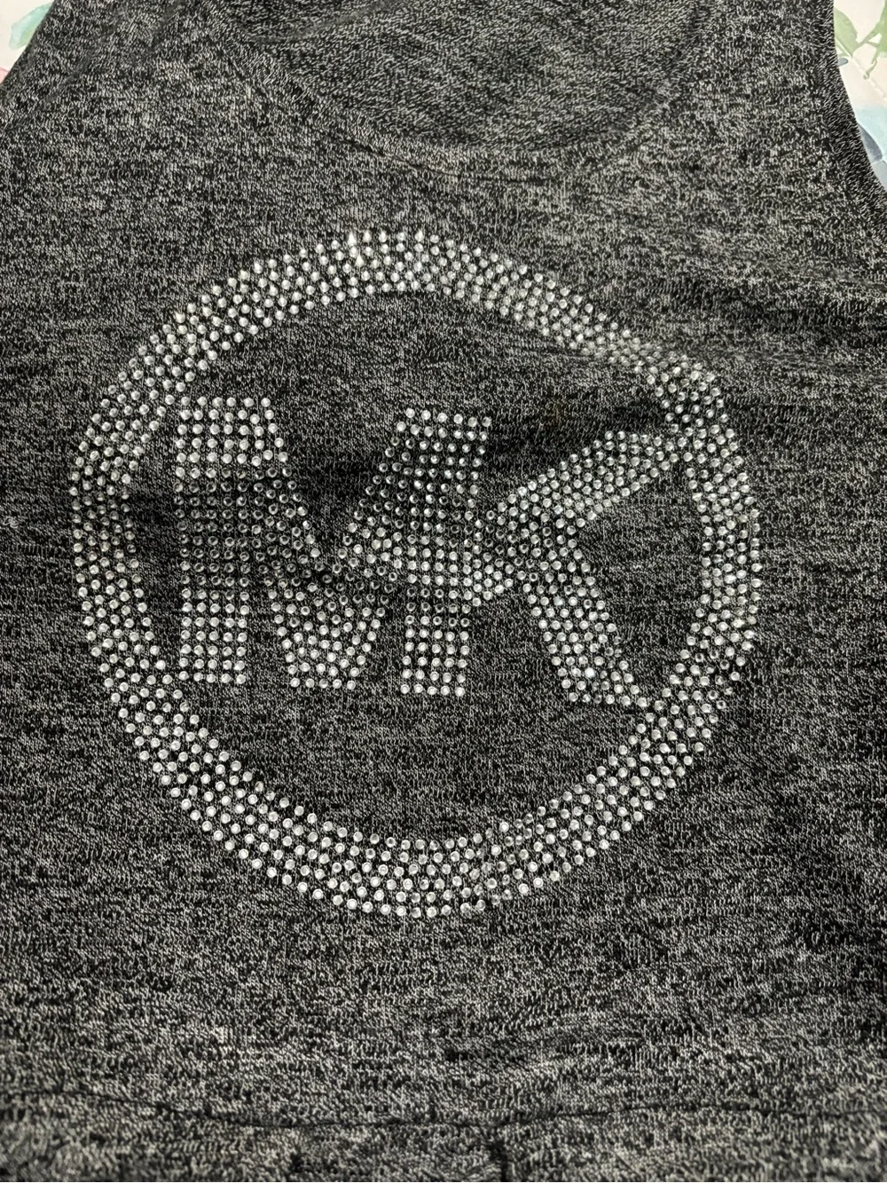 Michael Kors Charcoal Gray MK Logo Sleeveless Romper short